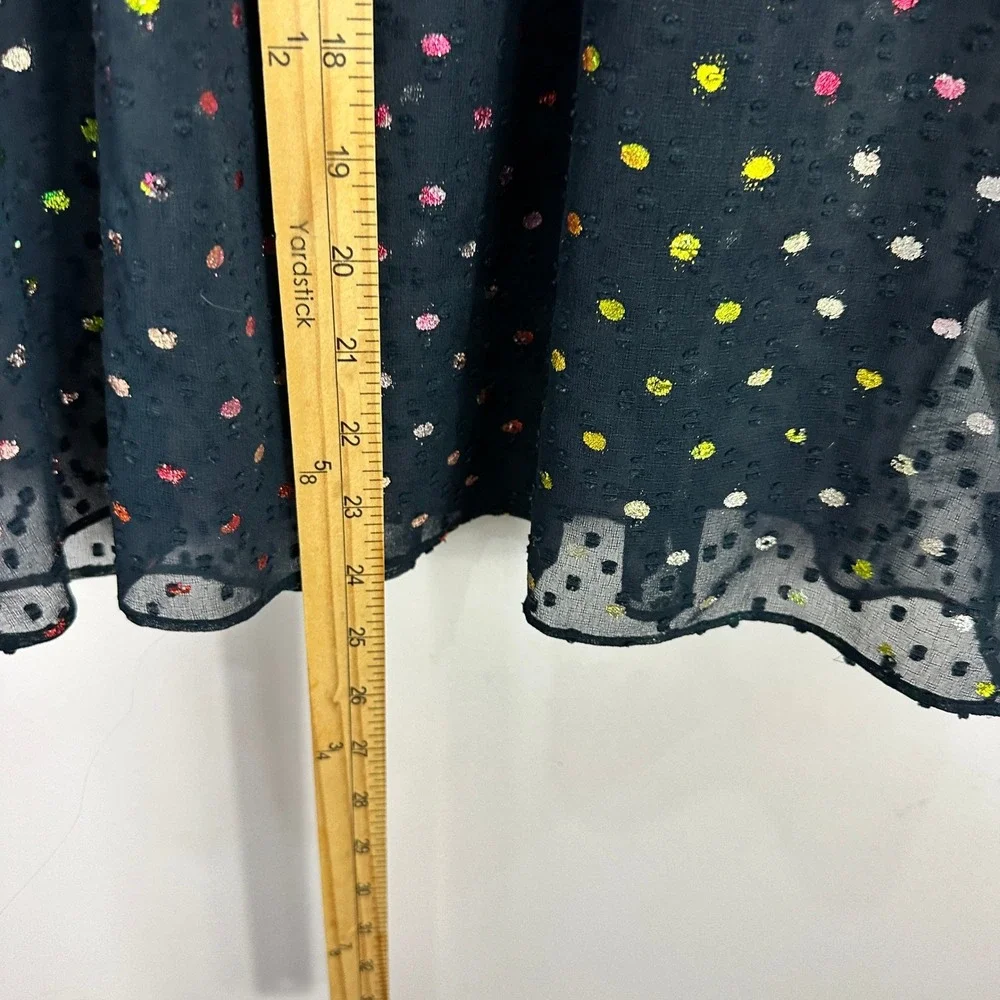 J. Crew Sheer Mesh Polka Dot Top Womens Small Black Flowy Whimsical‎ Layering